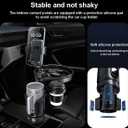 4-in-1 Car Cup Holder Expander with 360 Swivel Tray, Universal Adjustable Base for Large Mugs and Bottles, Integrated Smartphone Mount for Food and Snacks, Black