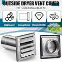 Shimeyao 4" Wall Vent Cover Stainless Steel Outside Dryer Vent Covers for House Exhaust Duct Kit with Removable Extension Pipe 8 Inch and 4 Screw for House Outdoor Extended Air Pipe, Silver