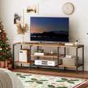 HOOBRO TV Stand with Power Outlets to 65 Inches, TV Console Table with Open Storage Shelves, Industrial Media Entertainment Center for Living Room Bedroom, Rustic Brown and Black BF40DS01, 55 Inch