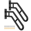 2pcs Frossvt Wall Mount Handrail, Outdoor Grab Bar - 25.8" Bent Black Handrail (2-Pack) for Garage, Porch, Garden Stairs