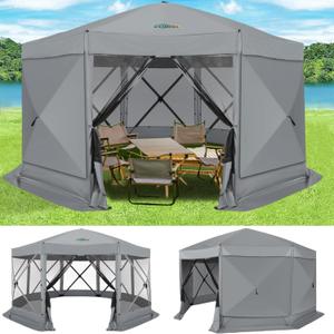 COBIZI 15x15 FT Pop Up Gazebo - Canopy Tent, Large Gazebos On Clearance with Sidewalls, Screened in Gazebo,carpas para Patio,Portable Screen Tents for 12-15 Persons Outdoor Camping, Backyard, Gray
