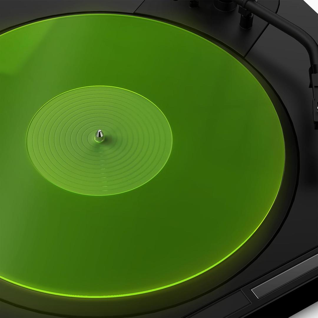 Turntable Mat Record Platter Slipmat: Greenlit Acrylic Record Player Platter Vinyl Slip Mats for Turntables Antistatic Tighter & Defined Bass, Green