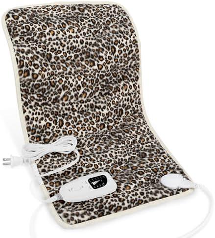 Deepsoon Heating Pad,Electric Heating Pads for Back,Neck,Abdomen,Moist Heating Pad for Shoulder,Knee,Arms,Legs,Dry/Moist Heat & Auto Shut Off,Christmas Gifts for Men and Women,Leopard Print,24x12 Inch