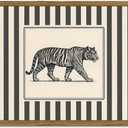 Vintage Tiger Wall Art Wildlife Wall Decor Pictures Black and White Stripe Jungle Animal Poster Canvas Painting Print for Bedroom Living Room Bathroom 12x16 inch Wood Framed