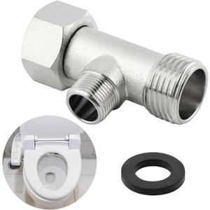Bidet T Adapter, 3 Way Adapter or Tee Connector (Thread Size 1/2 x 1/2 x 9/16), Bidet Attachment for Toilet (1/2inch)