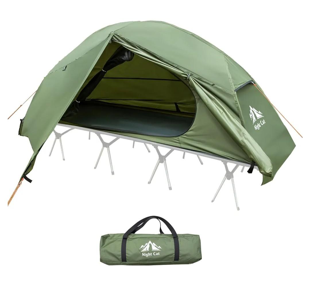 Night Cat Camping Cot Tent with Self-Inflating Sleeping Pad and Camping Sleeping Bag Waterproof 1-Person Off-Ground Combo Cot Bed for Adults Portable Easy Set-up Tent, Size: 28'' Width