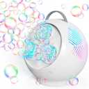 Bubble Machine Automatic Bubble Blower for Kids Toddlers Rechargeable Portable Spherical LED Bubble Maker Electric Auto Rotating 45/360 Outdoor Toy Birthday Party Wedding (Spherical White)