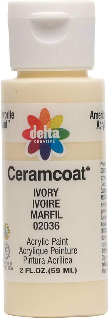 Delta Creative Ceramcoat Acrylic Paint in Assorted Colors (2 oz), 2036, Ivory (2 Fl Oz (Pack of 1))