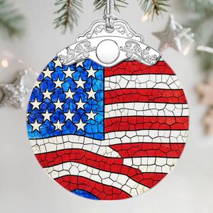 Stained Glass Ornament, Christmas Ornament, Hanging Ornaments for Home Decor & Christmas Tree Ornaments Exquisite Holiday Decor, Xmas Gifts & Holiday Present - American Flag