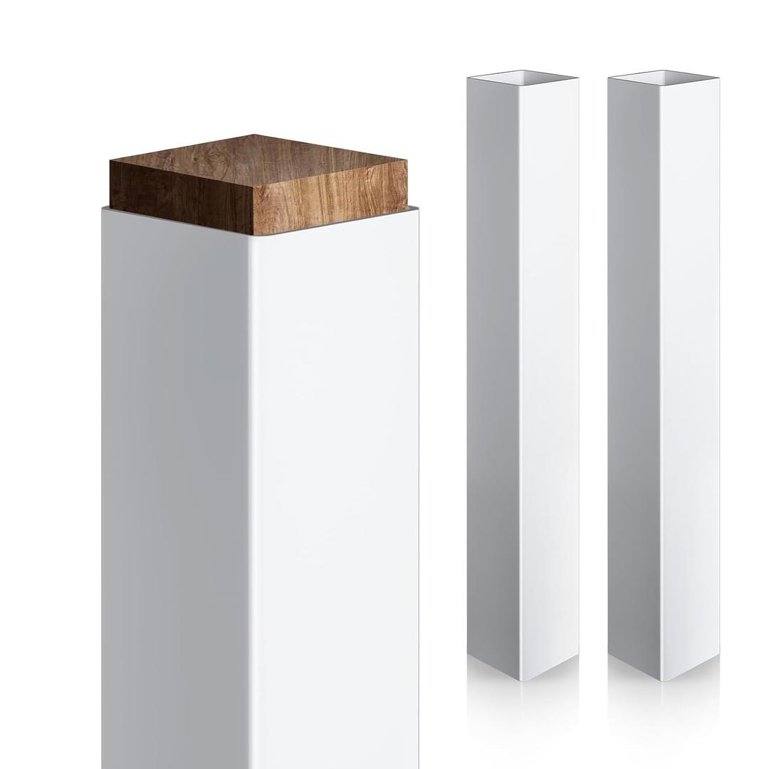 Thyle 2 Pcs 6 x 6 x 39.4 Inches Post Sleeve Vinyl Post Wrap Cover White Column Wraps for Porch Weatherproof Outdoor for Lasting Durability Easy Installation on Patio Decks Porches Mailbox