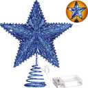 Aoriher 20 Light 10 Inches Christmas Star Tree Toppers Battery Operated Tree Topper with 20 Mini LED Lights for Christmas Holiday Seasonal Decoration (Blue)