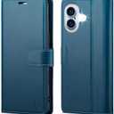 Wallet Case for iPhone 16 Plus, RFID Blocking Credit Card Holder, PU Leather Folio Flip Kickstand Protective Shockproof Cover for Apple 16Plus (Blue, for iPhone 16 Plus - 6.7'')