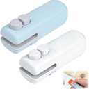 2Pcs 3 in 1 Mini Bag Sealer, Upgraded Rechargeable Mini Bag Sealer with Cutter and Magnet,Small Household Pressure Sealer,Portable Plastic Bag Sealing Machine,Heat Sealer for Snack Bag Food Storage