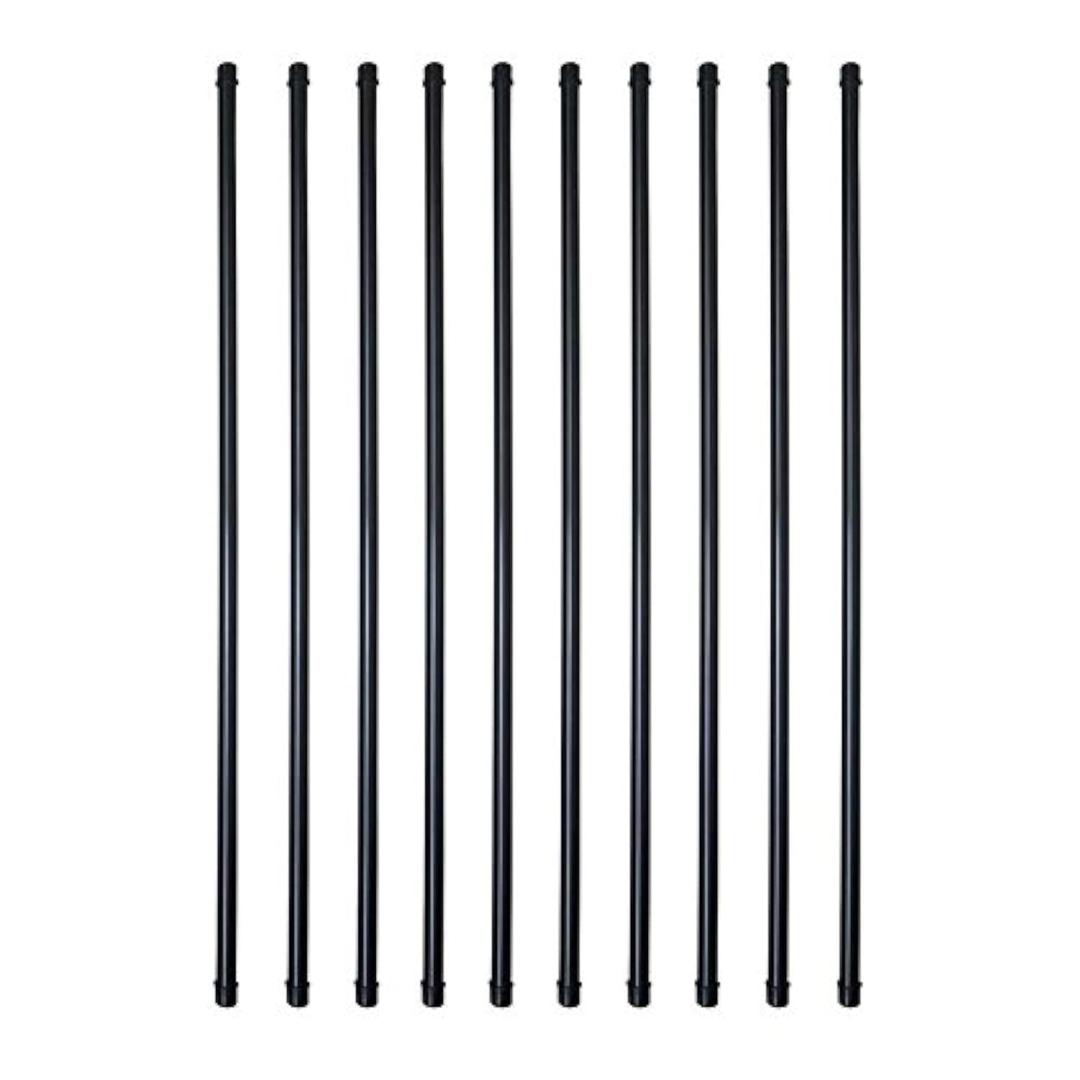 10 Pack 3/4 Inch Round x 32 Inch Length Staircase Deck Balusters Standard Plain Black Coated for Stair Deck Porch