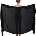2 Pieces Women Beach Batik Long Sarong Swimsuit Cover up Wrap Pareo with Tassel for Women Girls