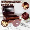 Silverware Storage Box,2 Layers Wooden Silverware Chest with Drawer,Silverware Case with Handle and Felt Lined,15.35" x 11.41" Flatware and Utensil Organizer for Kitchen,Black(Flatware Not Included)