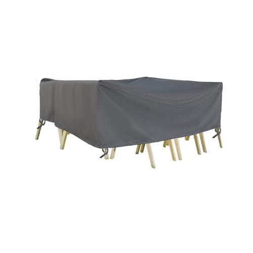 Jssunday Outdoor Furniture Covers, Rectangular patio table cover, Waterproof for Outdoor patio set cover, Dining table cover, 126" W x 84" D x 31" H Grey