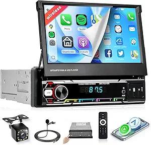 Wireless CarPlay Single Din Car Stereo,5.1 Bluetooth Car Radio