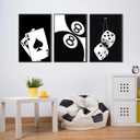 3Pcs Black and White Poker Dice Canvas Wall Art Lucky You Poster Prints Trendy Funky Preppy Y2K 8 Ball Pictures Artwork Aesthetic Painting for Game Room Apartment Dorm Decor 12x16in Unframed