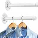 Sumnacon 2 Pcs 10 Inch Industrial Pipe Clothes Bar - Heavy Duty Rustic Metal Coat Hanger with Screws,Wall-Mounted Garment Holder Rack for Bedroom Bathroom Wardrobe Boutique Clothing Store,White