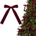 12PCS Red Velvet Bows for Christmas Tree, Bows for Christmas Tree, Garland Red Velvet Bow Ornaments for Christmas tree with Gold Twist Ties (B)