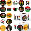 WATINC Juneteenth Stickers Roll - 1000Pcs June 19th Freedom Day Sticker Independence Day Celebration Patriotic Circle Decals, African Afro American Festival Theme Party Supplies Decoration Favors