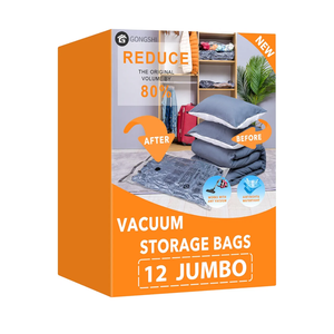 Vacuum Storage Bags Jumbo (12 x Jumbo),Plastic Packaging Bags, Space Saver Sealer Compression Bags for Blankets, Comforters, Pillows, Bedding, Clothes Storage