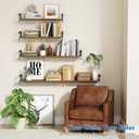 Harwaya Floating Book Shelves for Wall 3-Pack, 24 Inch Long Wall Mount Bookshelf for Bedroom, Rustic Farmhouse Wood Hanging Bookshelves for Living Room Office Books Plants (Dark Brown)