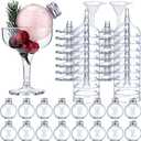 Acellegic 16 Set Christmas Booze Balls Refillable Drink Balls with Champagne Glasses Set - Christmas Tree Hanging Ornaments DIY Clear Round Plastic Fillable Bulbs for Xmas Holiday Party