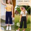 2 x 3 Pack Girls' Capri Pants Wide Leg | Elastic, Waist, Loose Fit, Capris, Casual, Workout, Summer, Cropped, Pants, Pockets