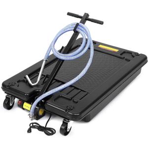 DEXSO 17 Gallon Electric Oil Drain Pan with 110V Pump & 8 Ft Hose, Low Profile & T Folding Handle Oil Drain Cart for Truck Cars SUVs (Black)