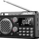 Portable Radio AM FM 1500mAh Rechargeable with Best Reception, Transistor shortwave Radio Wireless Bluetooth Speaker, with Large LCD Screen, Support TF Card U Disk, Earphone, Sleep Timer (Black)