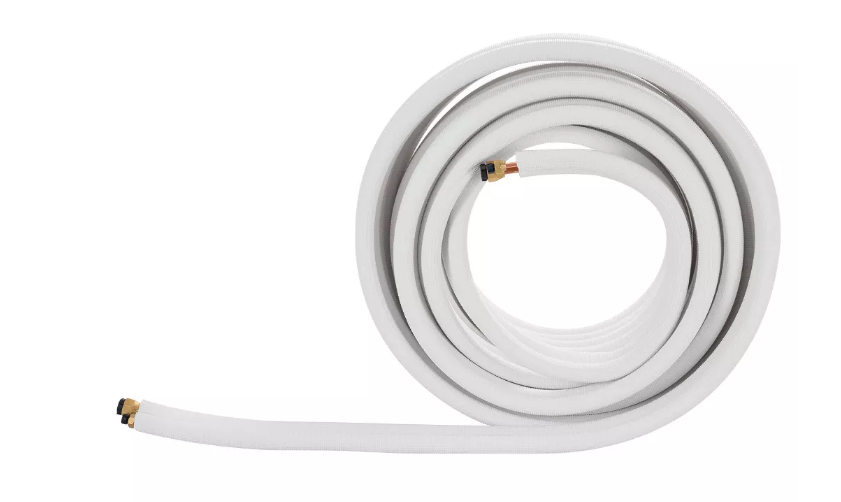 VEVOR 100ft Mini Split Line Set, 1/4” & 1/2” OD AC Copper Tubing Pipe, 3/8 White PE Thickened Insulated Coil with Flared Nuts, Strapping Tapes, for Mini Split Air Conditioner HVAC or Heat Pump System