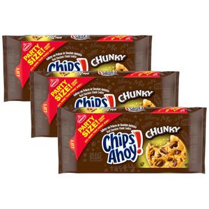 CHIPS AHOY! Chunky Chocolate Chunk Cookies, Party Size, 24.75 oz (Pack of 3) (1.54 Pound (Pack of 3)