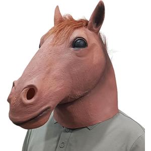 2025 Novelty Horse Head Latex Mask Horseman Costume for Halloween Masquerade Party Props