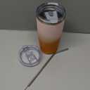 BJPKPK Tumbler with Lid and Straw, 20 oz Stainless Steel Vacuum Insulated Color Block Tumblers, Double Wall Ice Coffee Thermal Cup Travel Mug, Coral