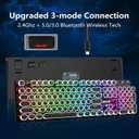 Redragon Wireless Typewriter Style Mechanical Gaming Keyboard, Bluetooth/2.4Ghz/Wired, RGB Backlit, Rechargeable, Blue Switch - Clicky, Metal Panel, Round Keycaps, Black