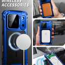 Lanhiem for iPhone 17 Pro Max Metal Case with Kickstand, Compatible with MagSafe, Built in Tempered Glass Screen Protector, Heavy Duty Shockproof Rugged Phone Cases, Full Body Tough Cover 6.9" (Blue)