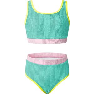 Blibean Tween Girls Swimsuits Two Piece Colorblock Bikini Sets with Chest Pad Size 6-15 Years (S)