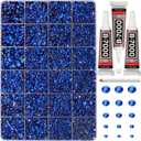 33000Pcs Royal Blue Rhinestones for Bedazzling, Assorted Sizes 2,3,4,5,6mm Flatback Gems Bedazzler Kit with B7000 Glue, Flat Back Resin Crystal Diamond Gemstone Rhine Stone for Craftings Clothes