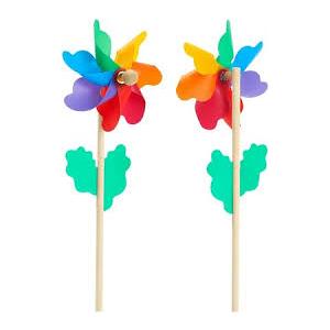 Rainbow Flower Pinwheels for Yard and Garden - Set of 10 - Outdoor Party Decor
