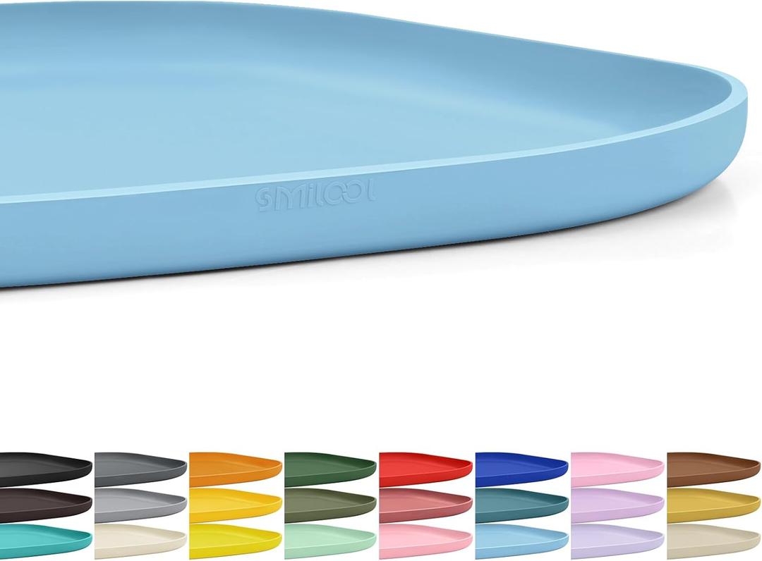 SMILOOL Small Silicone Pet Food Mat with Raised Edge for Food and Water Bowl, Square Dog Feeding Mats, Cat Food Trays for Floor Waterproof, Rubber Tray for Dogs and Cats, 12 x 12 x 0.7 Light Blue