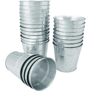25 Pack Round Metal , 4.72 x 4.72 x 3.54 Inch, Galvanized Metal Planters for Balcony Garden Decor, Parties, Weddings