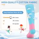 findway Kids Ski Socks, 2 Pairs Thermal Thick Warm Winter Cozy Socks for Skiing Snowboarding Boys Girls (Medium, 2 Paris-green+blue-m)