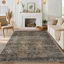 Anidaroel 5x7 Area Rugs for Living Room: Washable Vintage Moroccan Large Area Rug, Retro Floral Soft Rugs for Bedroom, Non Slip Dining Room Throw Carpet for Office Playroom, Brown