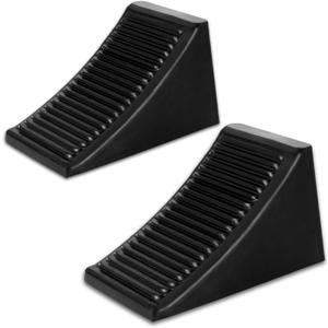 2 Pack Heavy Duty Wheel Chocks, Solid Rubber RV Wheel Chock for Trailers, Black Tire Chocks for Cars, Truck,Travel Trailers, Camper and ATV, 6.5" x 3.6" x 3.7"
