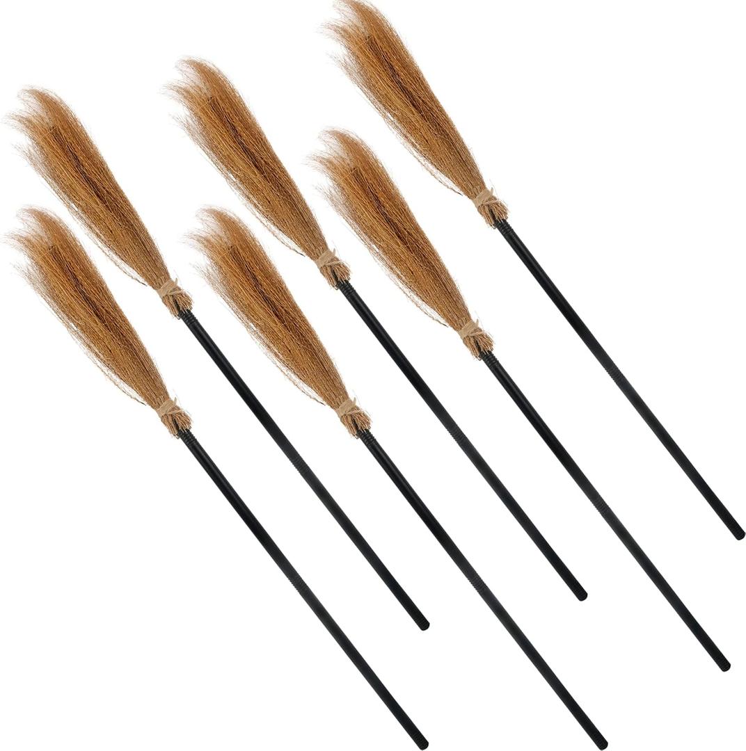 6 Pieces Halloween Witch Broom Adjustable Broomstick Witch Props for Halloween Witch Costume Accessories