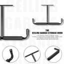 4 Pack Overhead Ceiling Hook Rack, Heavy Duty Ceiling Mount Hangers, Double T-Bar Metal Ladder Ceiling Racks, Hanging for Bike, Pipe Lumber, Fishing Rod, Sports Equipment