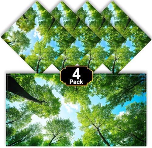 Aheroi Flourescent Light Covers, 4 Pcs 4 x 2 FT Magnetic Light Covers for Ceiling, Classroom Light Cover Ceiling Light Filters, Florescent Office Decor Fixture Replacement Globes & Shades(Forest)
