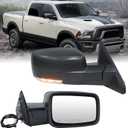 Passenger Side Mirror Compatible with 2009-2018 Dodge Ram 1500 2010-2018 Dodge Ram 2500 3500 4500 Mirror with Manual Fold Heated Turn Signal Light Puddle Light Black9 Pins